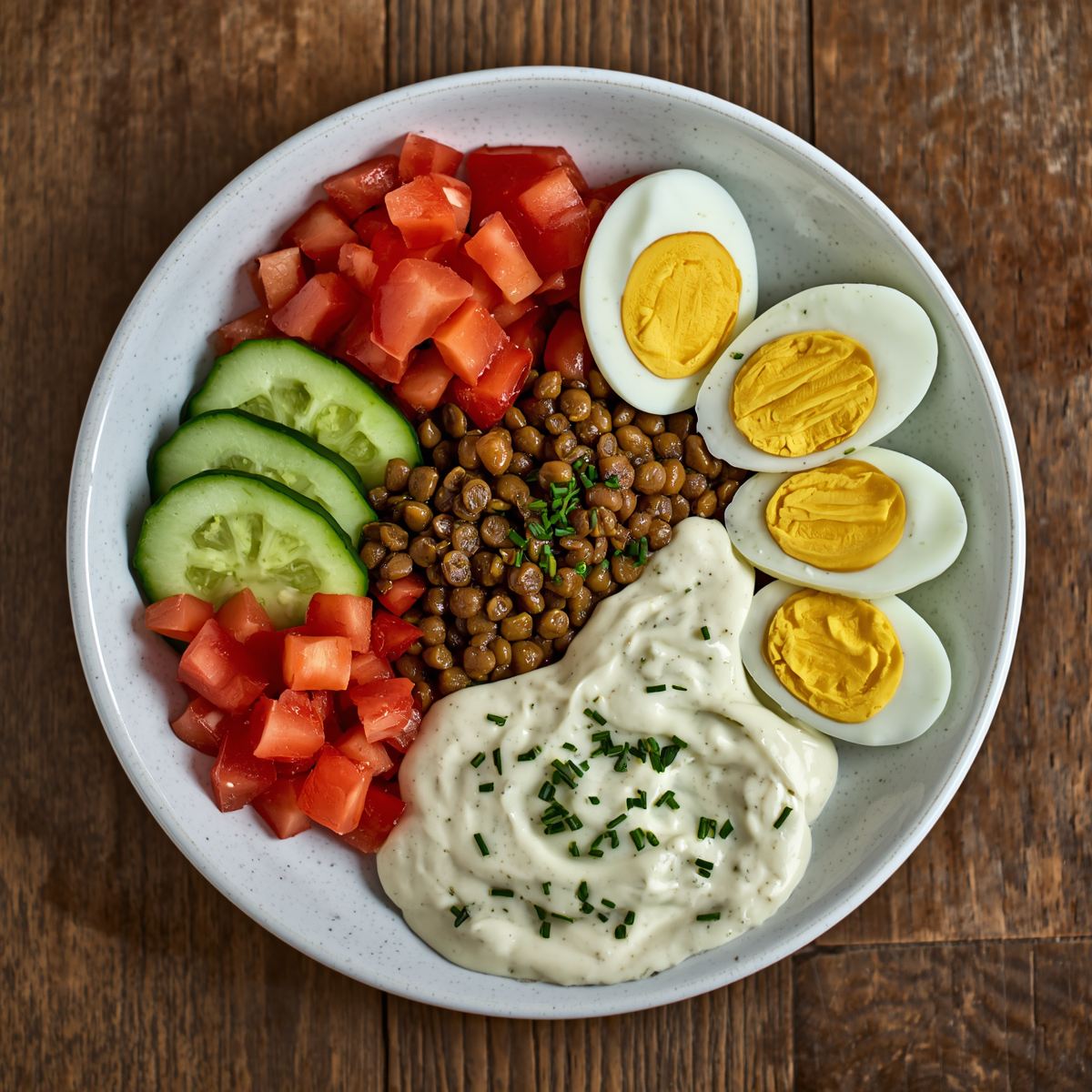 Assiette de lentilles fraîcheur
